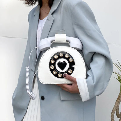 Women’s Creative Telephone-Shaped Crossbody Bag – Retro PU Leather Small Shoulder Handbag