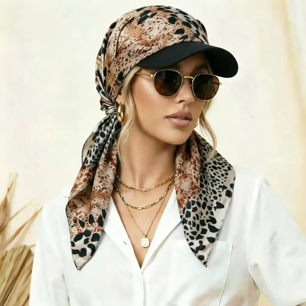 Women’s Headscarf Sun Hat - Self-Tie Brimmed Beach & Vacation Sun Protection Cap