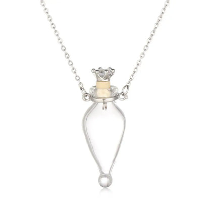 Openable Water Drop Heart Steel Chain Necklace – Essential Oil Pendant Glaze Vial Memorial Jewelry