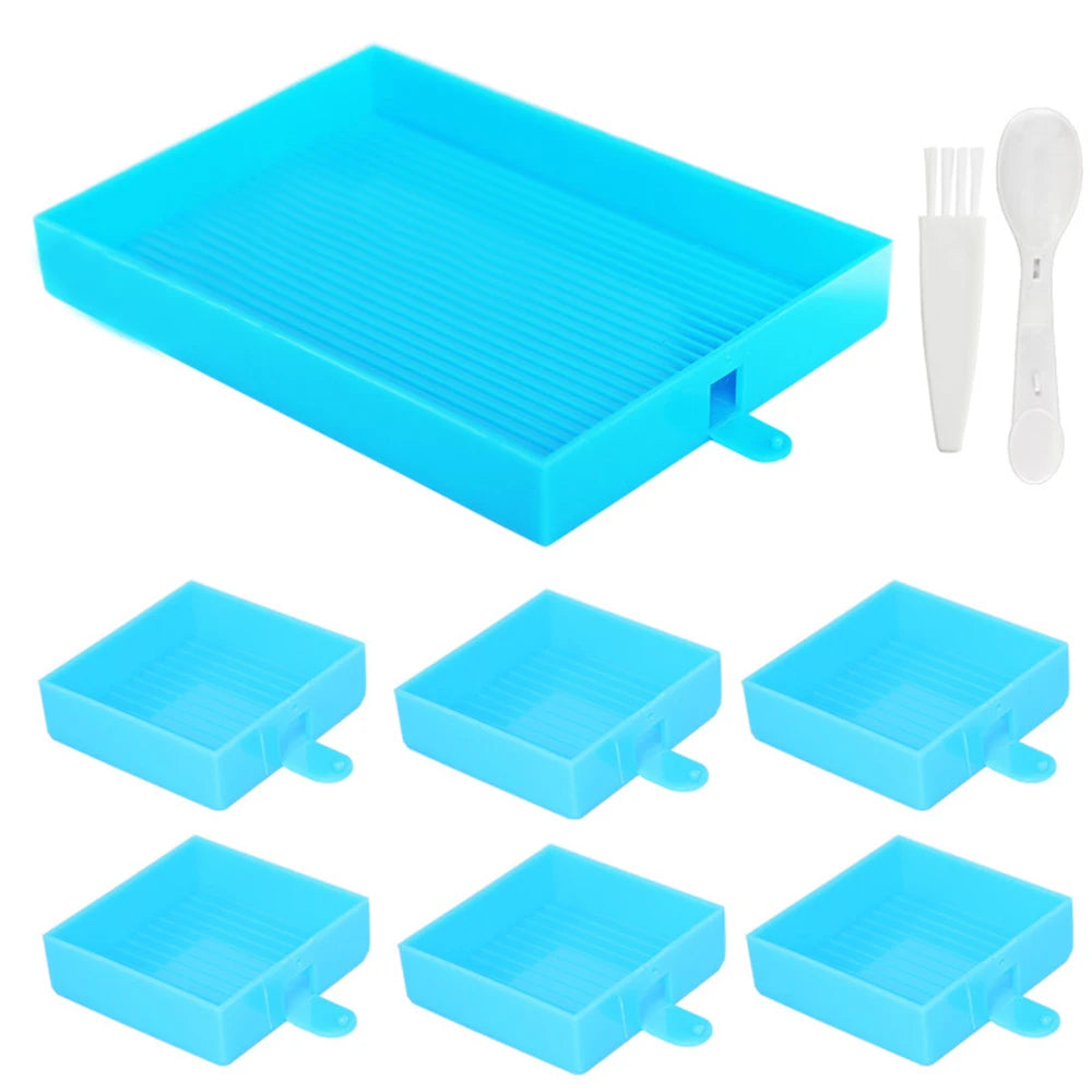 6-Grid Diamond Painting Accessory Tray Kit – Large Capacity Plate for Nail Art, Beading, and Cross Stitch