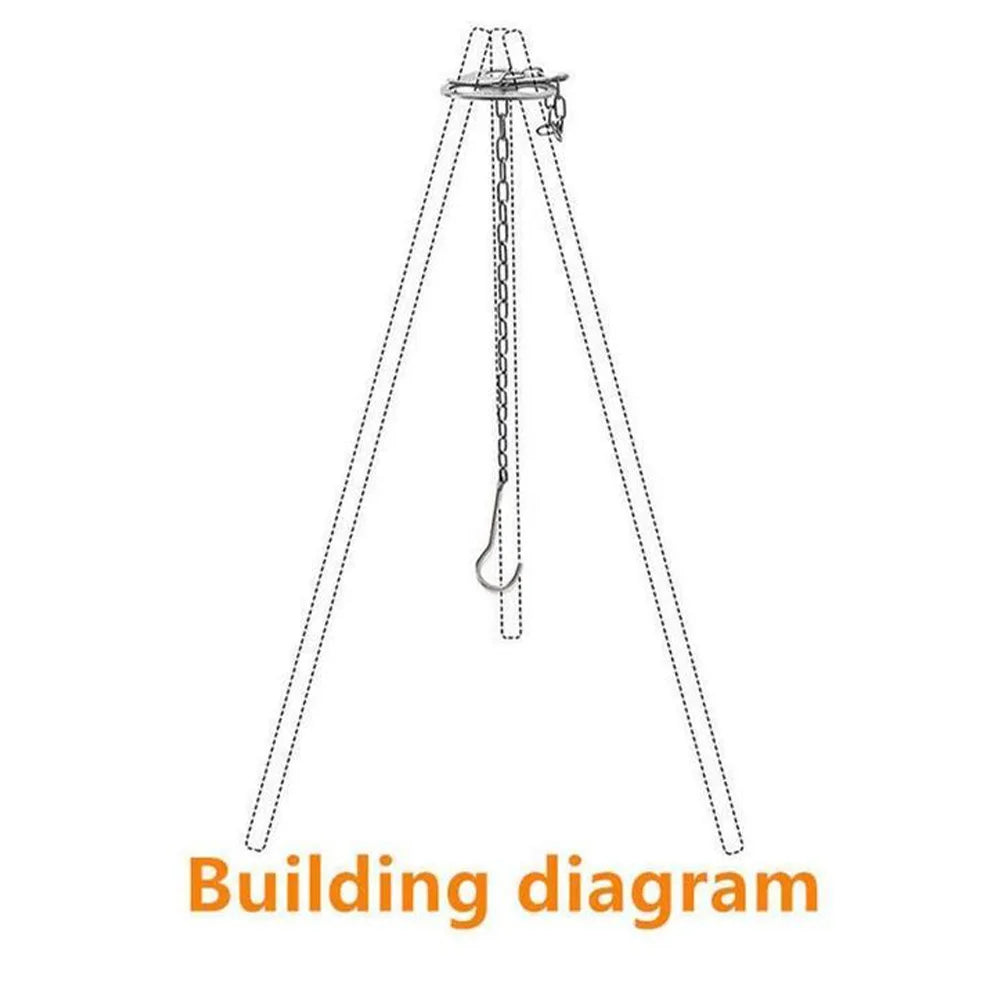 Portable Camping Hanging Tripod with Bag - Steel BBQ Rack for Picnics, Bonfires, and Outdoor Parties - Multifunctional Fire Tool for Cooking and Hanging