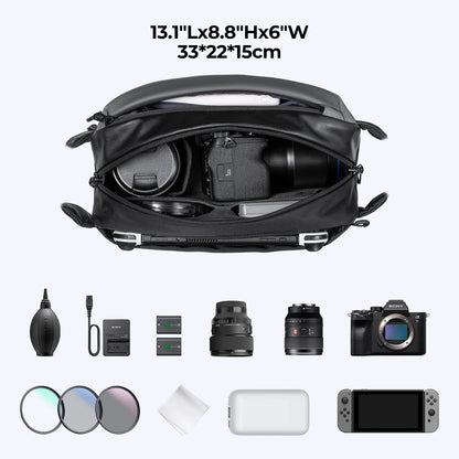 K&F Concept Lightweight Camera Sling Bag - 10L Photography Shoulder Bag for Canon/Nikon/Sony Cameras & DJI Mavic Drone