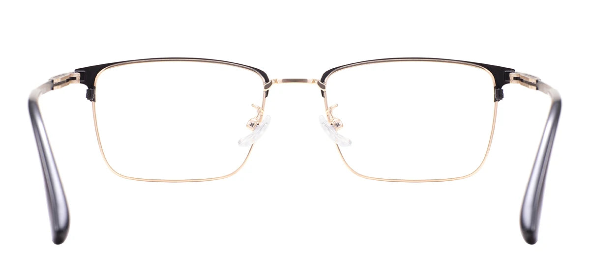 Comfortable Rectangular Men’s Business Glasses – Full Rim Browline Metal Frame for Optical Prescription Lenses