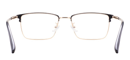 Comfortable Rectangular Men’s Business Glasses – Full Rim Browline Metal Frame for Optical Prescription Lenses