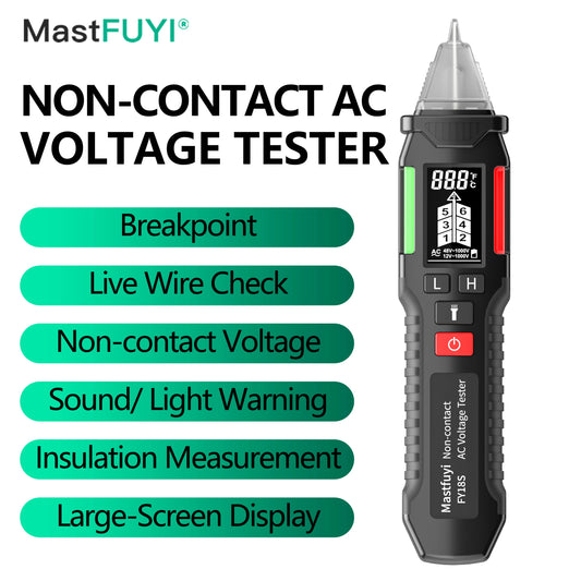 MASTFUYI FY18S Smart Non-Contact Voltage Tester Pen - AC Voltage Detector with NCV, Breakpoint Identification, 12-1000V Range