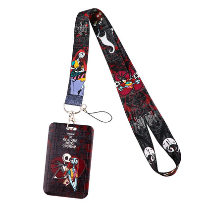 Lilo & Stitch Cute Couples Lanyard – Keychain, ID Badge Holder & Phone Strap with Card Cover Charm Accessories
