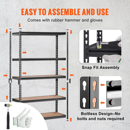 SucceBuy 5-Tier Heavy Duty Metal Storage Shelving Unit – Standing Organizer Rack for Kitchen, Living Room, Warehouse & Flower Stand