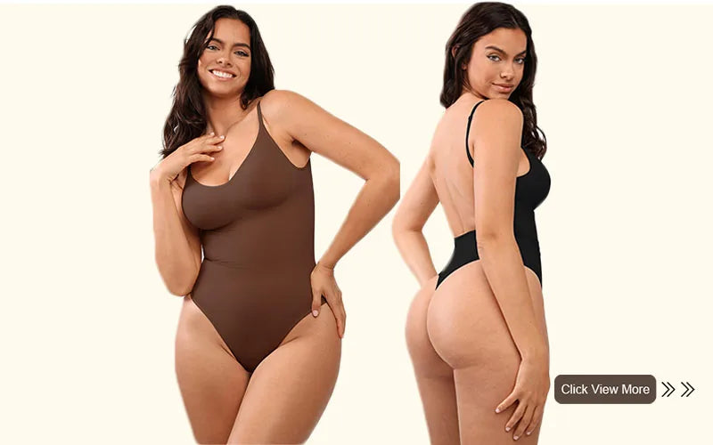 GUUDIA Ribbed Tummy Control Jumpsuit – Light Compression Daily Shaper Bodysuit with Open Crotch Shapewear Design