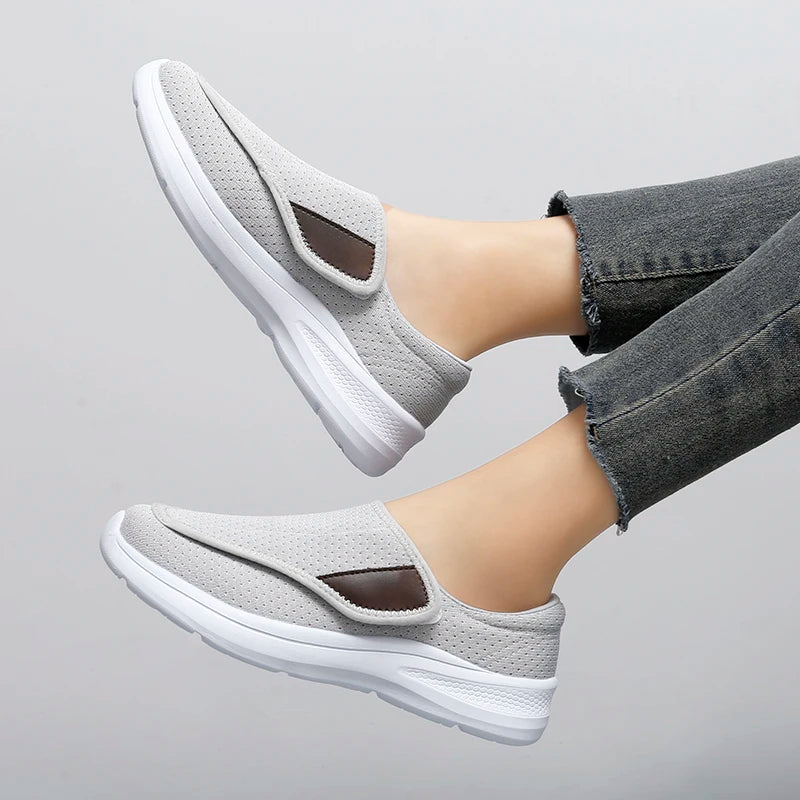 Orthopedic Wide Fit Women’s Sneakers – Soft Comfortable Diabetic Walking Shoes for Swollen Feet & Thumb Correction Support