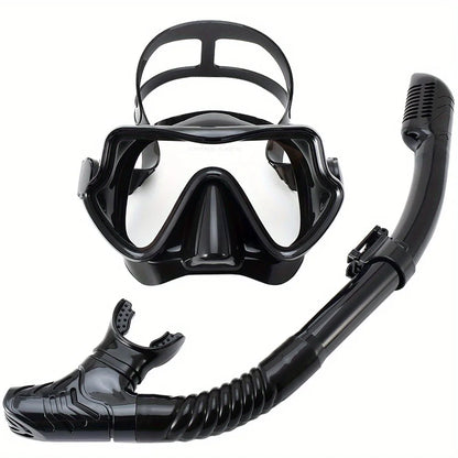 Tempered Glass Diving Mask & Snorkel Set - Panoramic Adult Scuba & Swimming Snorkeling Gear