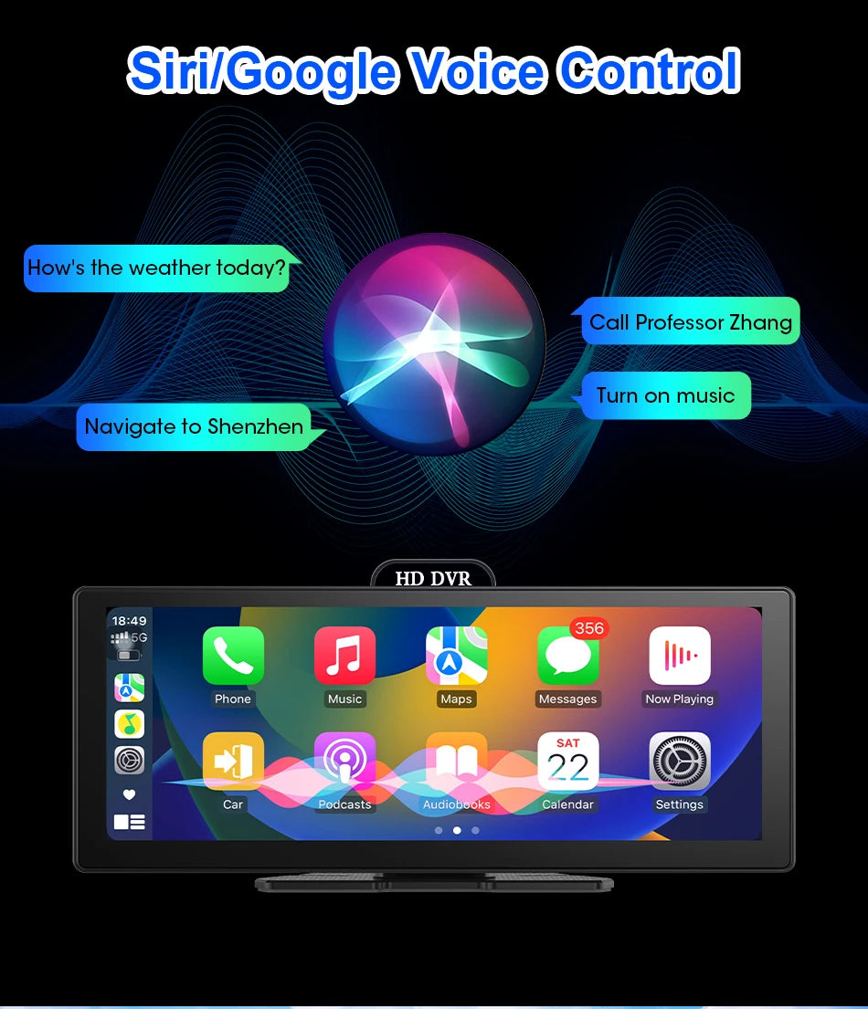 11.26-Inch 4K Dash Cam – Wireless CarPlay & Android Auto, Dual Lens DVR, Bluetooth Audio, GPS Navigation Video Recorder
