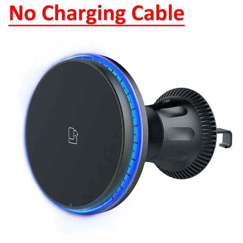 30W RGB Magnetic Car Wireless Charger – Fast Charging Stand Mount for iPhone 12-15 Pro Max, MagSafe Compatible
