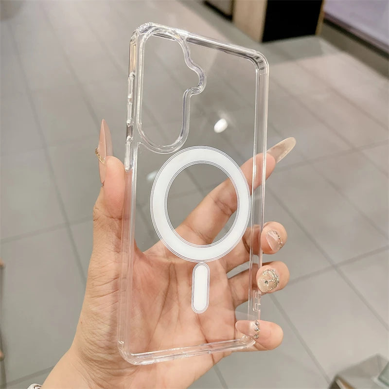 MagSafe Magnetic Clear Phone Case - Transparent Protective Cover for Samsung Galaxy S26, S25, S24 & Galaxy A Series