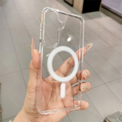 MagSafe Magnetic Clear Phone Case - Transparent Protective Cover for Samsung Galaxy S26, S25, S24 & Galaxy A Series