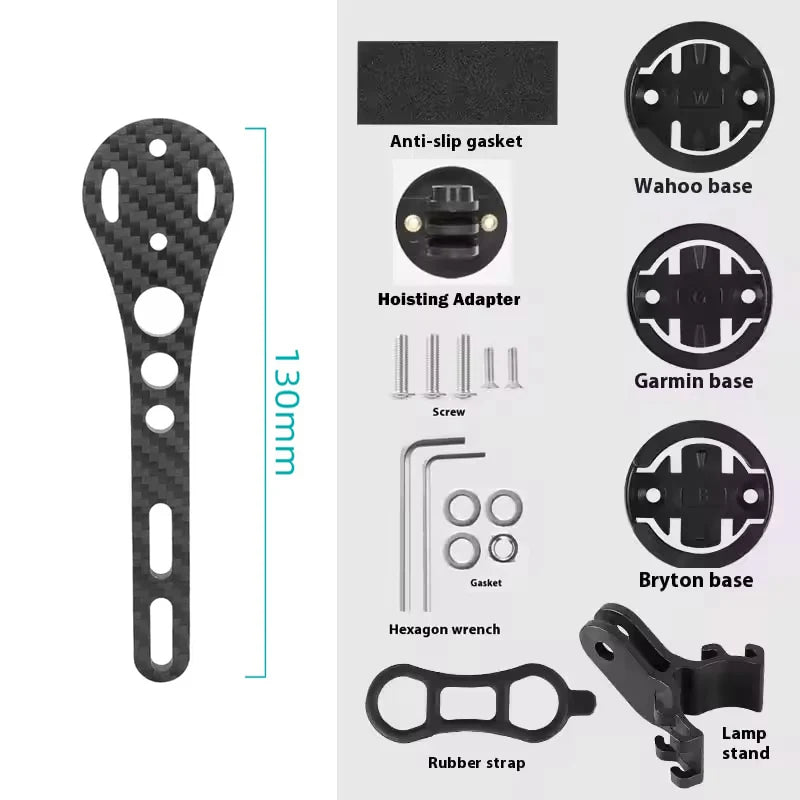 14g Carbon Fiber Bike Computer Mount - Lightweight Multifunctional Road Bike Light and GoPro Holder