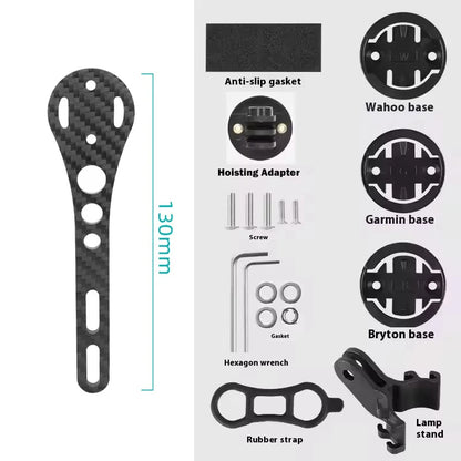 14g Carbon Fiber Bike Computer Mount - Lightweight Multifunctional Road Bike Light and GoPro Holder