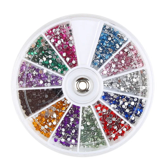 12 Color Nail Rhinestone Wheel - 3D Shining Stone Beads for DIY Manicure Art Decoration Accessories