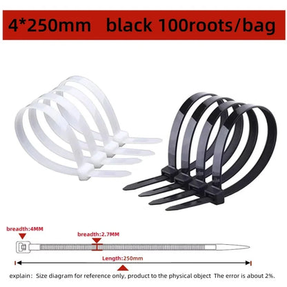 100PCS Nylon Cable Ties - Self-Locking Adjustable Wire Zip Ties for Home Office Cable Management