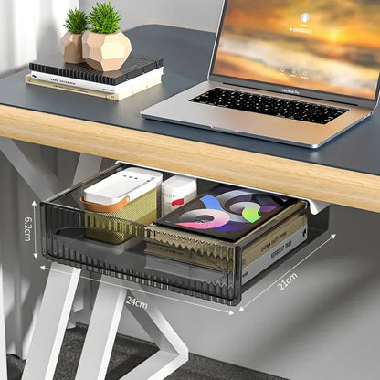 Invisible Pull-Out Storage Box — Large Capacity Hanging Under-Desk Drawer Organizer for Table & Workspace