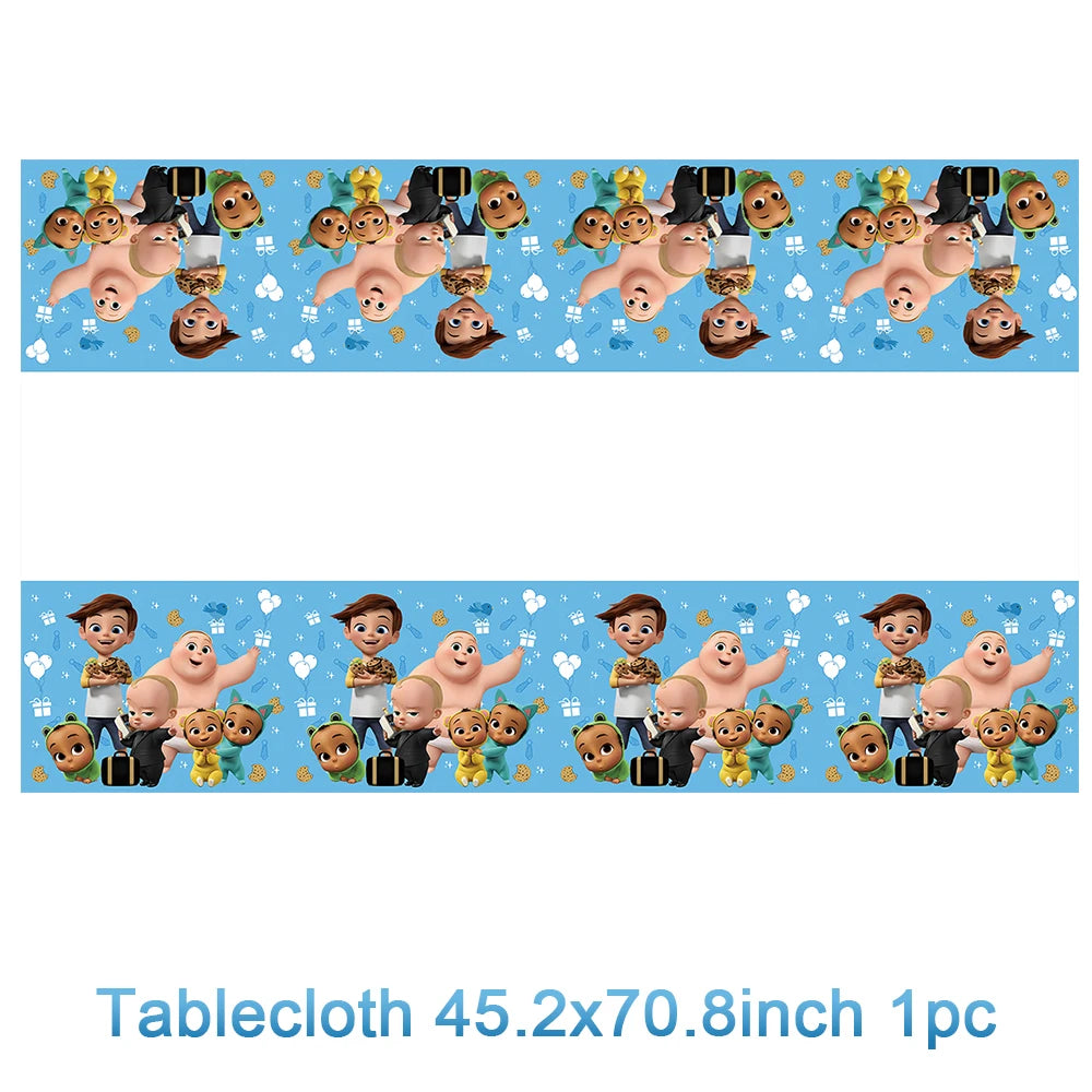 Cartoon Boss Baby Birthday Party Set - Disposable Tableware, Backdrop & Balloons for Kids Baby Shower Decor