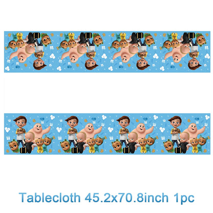 Cartoon Boss Baby Birthday Party Set - Disposable Tableware, Backdrop & Balloons for Kids Baby Shower Decor