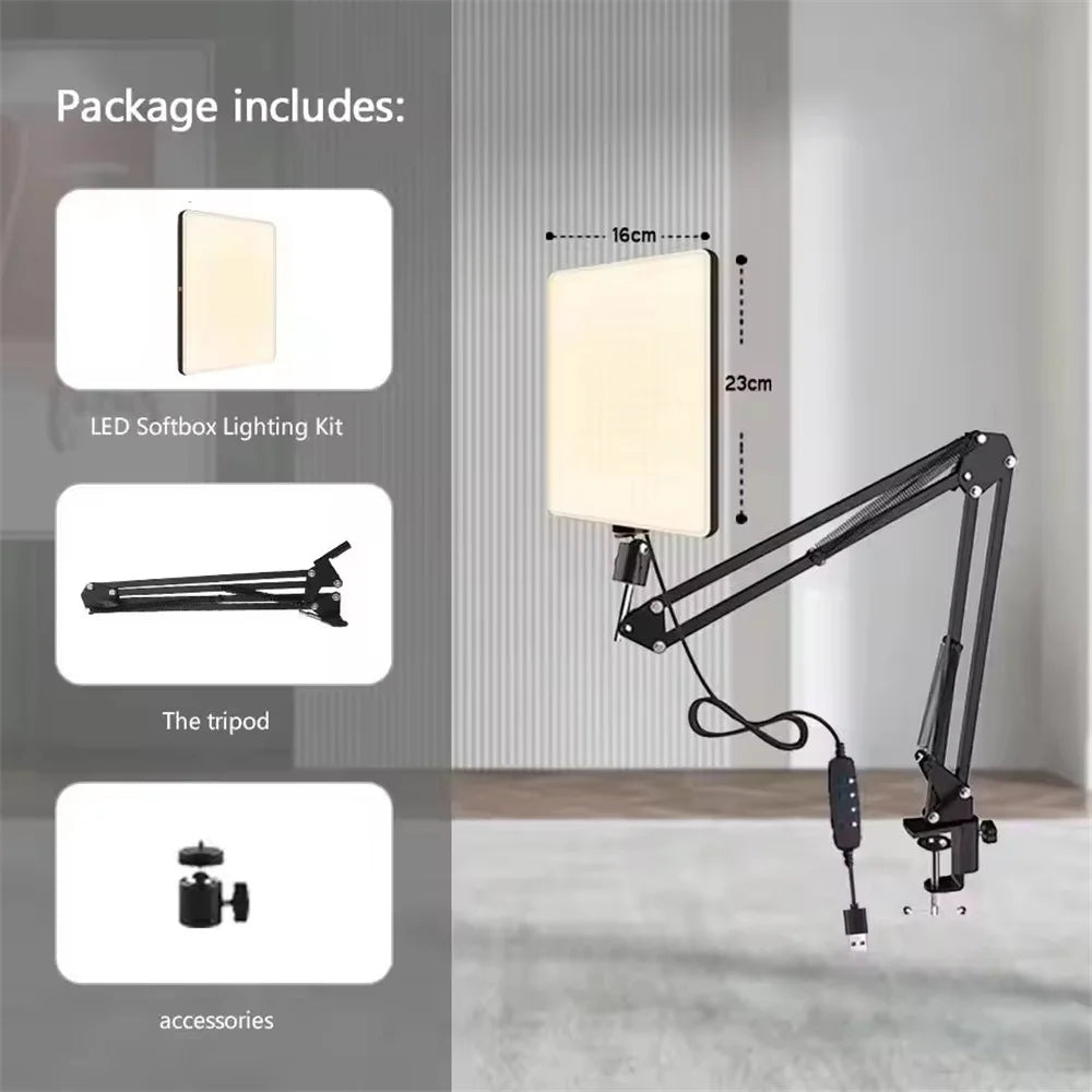 BSLIUFANG LED Photography Light with Scissor Arm Stand – Selfie Ring Light for Zoom, YouTube, Live Streaming & Conference Lighting Setup