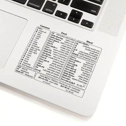Keyboard Shortcut Stickers - Self-Adhesive Quick Reference Labels for Windows, Excel & Word