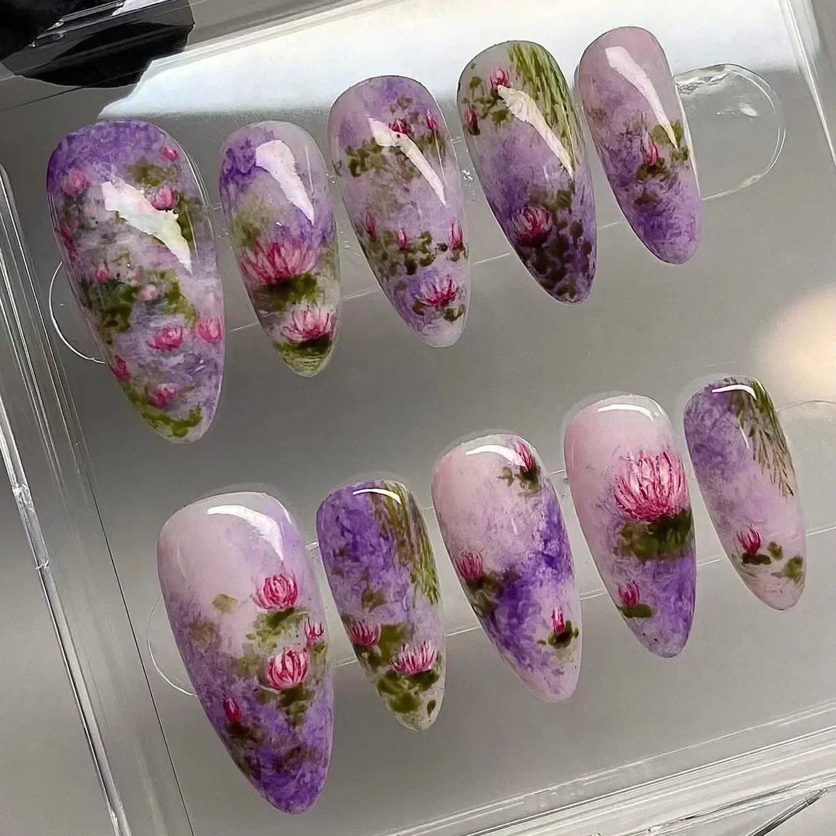 24PCS Pink Almond Press On Nails - Butterfly Ballet French Design Artificial Nail Tips for Stylish Nail Art