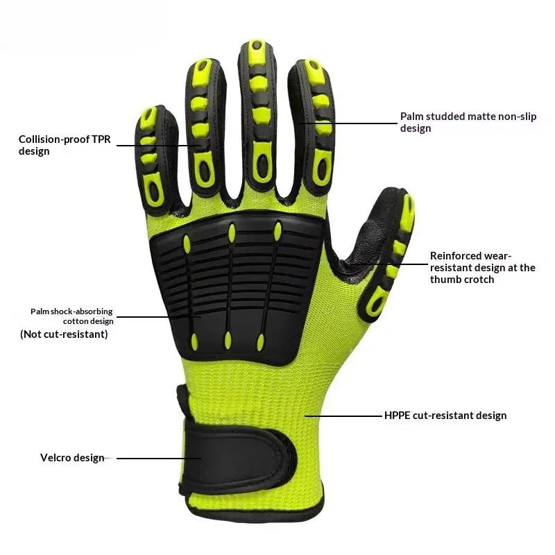 Cut-Resistant Safety Work Gloves - Anti-Vibration, Impact-Resistant & Oil-Proof Nitrile-Dipped Protective Gloves