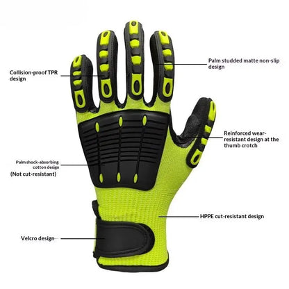 Cut-Resistant Safety Work Gloves - Anti-Vibration, Impact-Resistant & Oil-Proof Nitrile-Dipped Protective Gloves