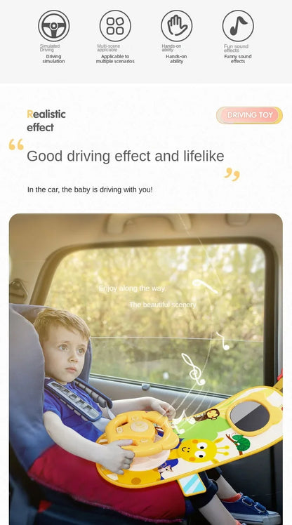Kids Electric Copilot Steering Wheel Toy – Musical Simulated Driving Car Seat Educational Sound Toy