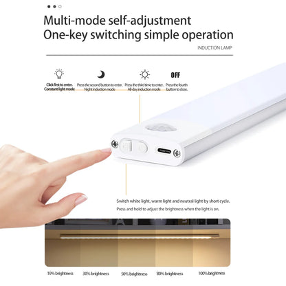 Versatile Lighting Solution: Bedroom Night Light Motion Sensor Lights - Wireless USB Under Cabinet Light for Kitchen, Bedroom, Wardrobe - Indoor Lighting Made Easy