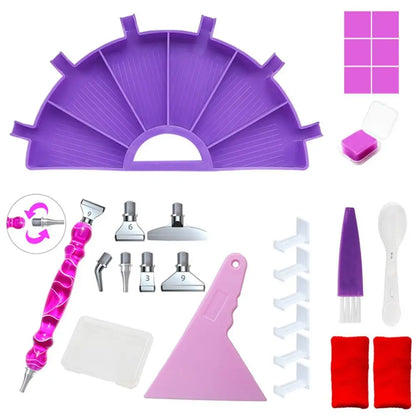 6-Grid Diamond Painting Tray Kit – Large Capacity Drill Plate, Beading Plate, and Cross Stitch Tools with Diamond Painting Pen