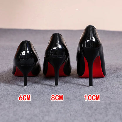 Pointed Toe Patent Leather High Heels - Sexy Stiletto Pumps for Women Party Dress Work and Classic Black Fashion Shoes