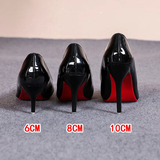 Pointed Toe Patent Leather High Heels - Sexy Stiletto Pumps for Women Party Dress Work and Classic Black Fashion Shoes