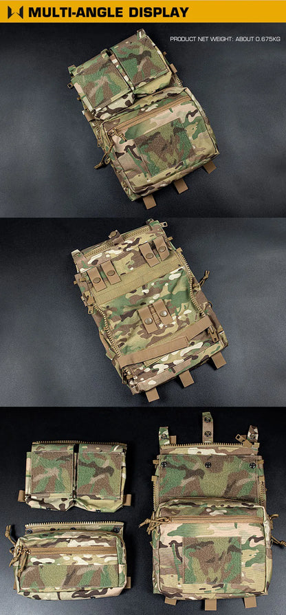 LV119 Tactical Vest Back Panel – Spiritus Systems Hunting Combat Airsoft Plate Carrier with Storage Pouch & Assault Vest Expansion Gear