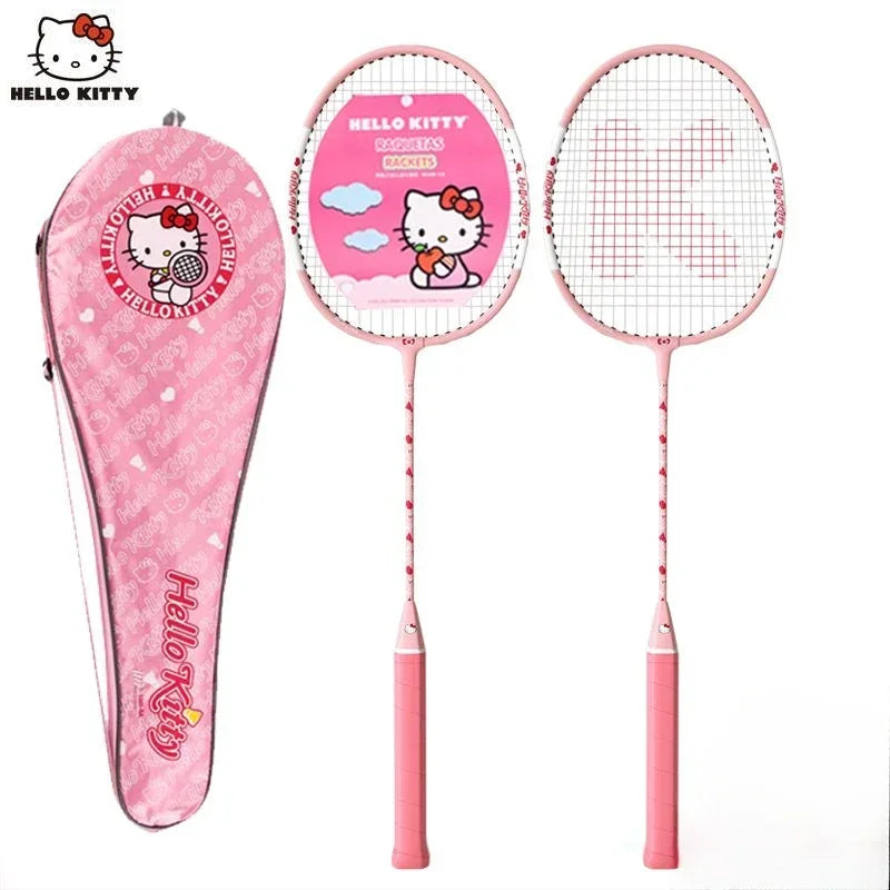 Hello Kitty Kawaii Anime Badminton Racket Set – Ultra-Light Durable Double Rackets, Cute Sports Gift