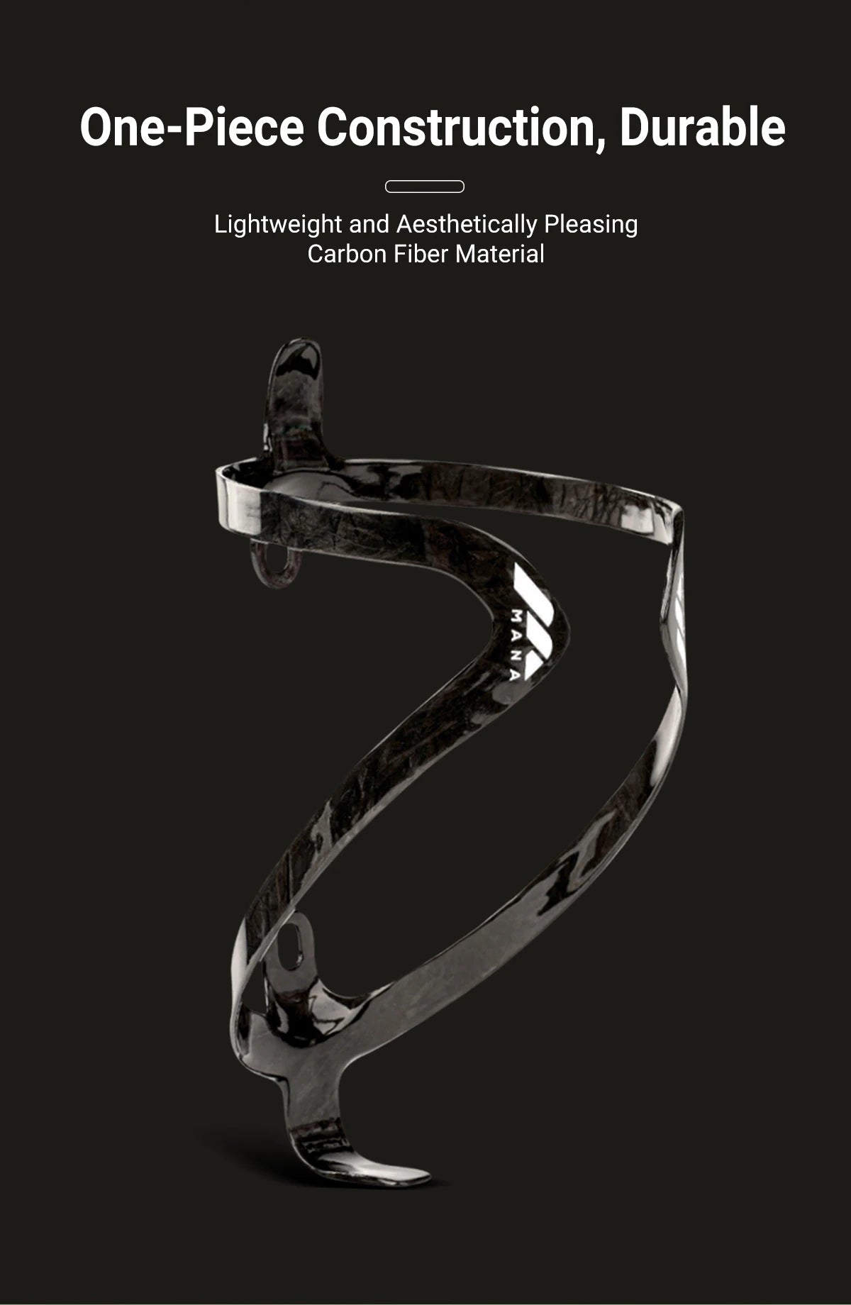 MANA 12g Marble-Pattern Carbon Fiber Bicycle Bottle Cage — Ultra-Light Full Carbon with Aluminum Alloy Screws for Road/MTB/Gravel