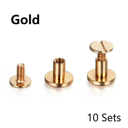 10 Sets Leather Craft Metal Rivets – Double Curved Head Screws for Belts, Straps, Luggage & DIY Projects