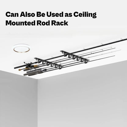 Wall Ceiling Fishing Rod Holder - 6 Rod Horizontal Storage Rack for Garage Organization & Tackle Gear