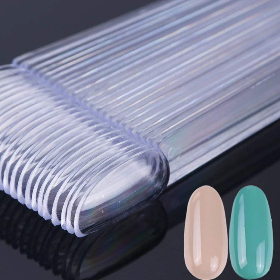 50-Piece Nail Swatch Display Tips - Clear Oval Fan Nail Polish Practice Palette