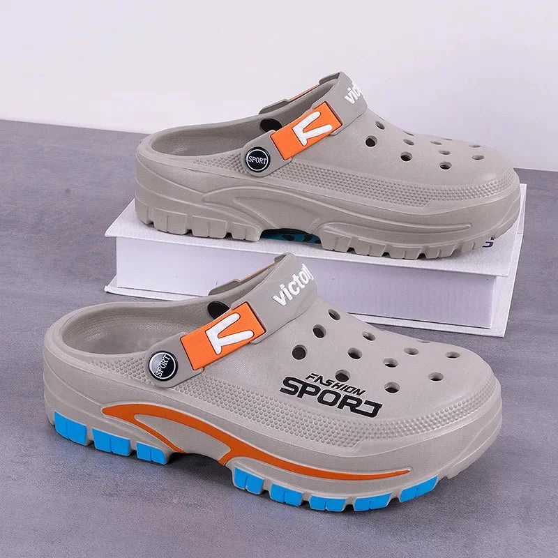Men’s EVA Summer Sandals – Breathable Slip-On Beach & Garden Shoes, Comfortable Half-Covered Outdoor Slippers