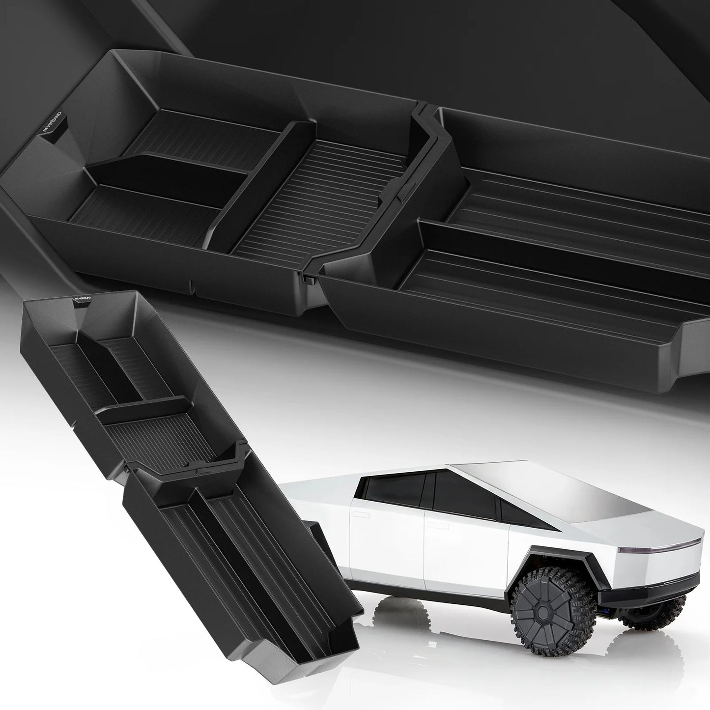 NEVERLAND Cup Holder Console Organizer for Tesla Cybertruck – Lower Center Storage Tray & Floor Organizer Interior Accessory