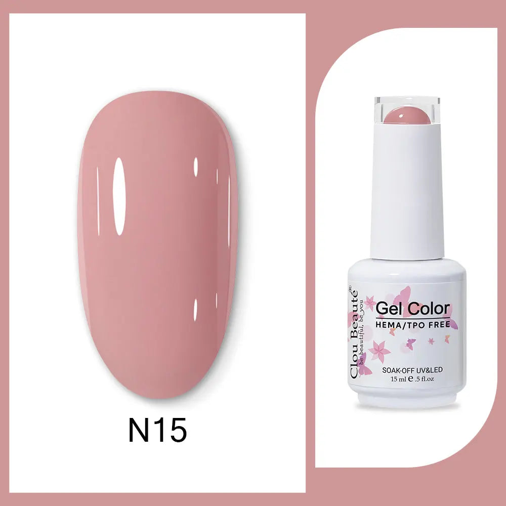 Clou Beaute 15ml Gel Nail Polish Set – Red Black White Green Neon UV Soak-Off Semi-Permanent Nail Varnish Base & Velvet Top Coat