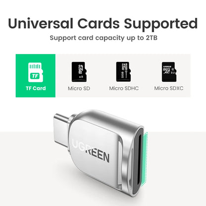 UGREEN USB-C to Micro SD/TF Card Reader – USB 3.0 OTG Adapter for Laptop, PC, Tablet & Phone (Windows/MacOS)