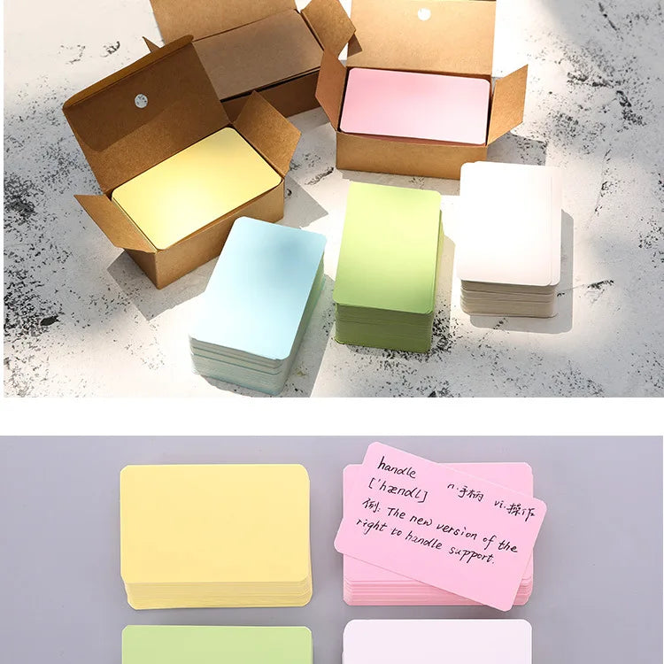 50pcs Kraft Paper Cards – Blank Business, Thank You, Message, Writing, Label, Bookmark & Learning Cards Box