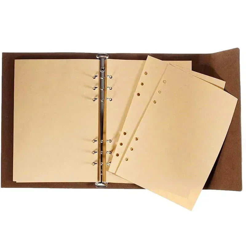 Retro Leather Notebook & Journal – Agenda Binder, Sketchbook with Replaceable Kraft Paper, 14x10cm, Korean Stationery