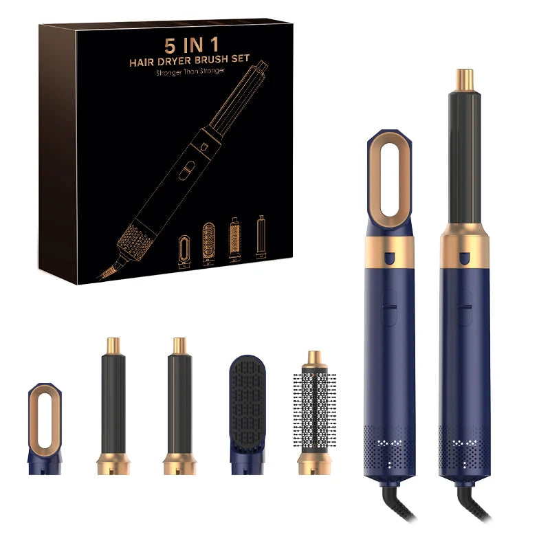 2024 New 5 in 1 Hair Dryer Hot Comb Set – Professional Curling Iron & Hair Straightener Styling Tool for Dyson Airwrap
