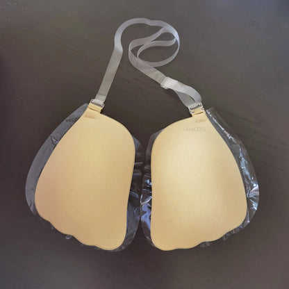 Reusable Silicone Sticky Bra - Backless Strapless Push-Up Wedding Lingerie with Invisible Nipple Covers, E Cup