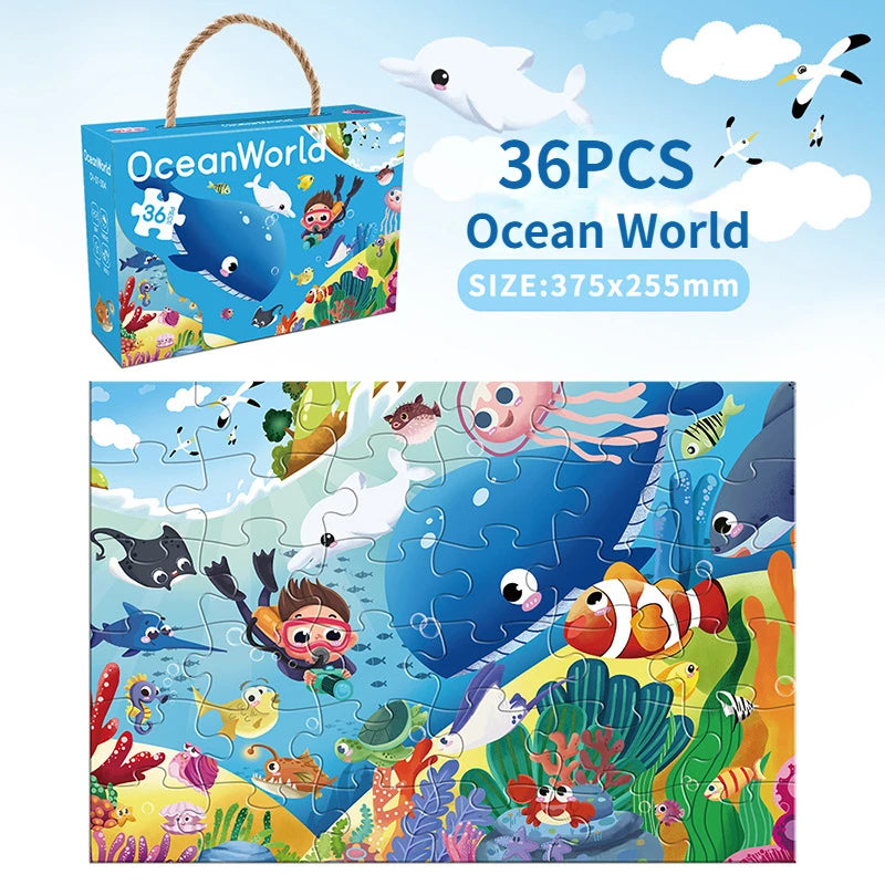 36PCS Large Piece Jigsaw Puzzle – Educational Paper Puzzle for Kids Ages 3–6